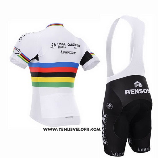 2016 Maillot Ciclismo UCI Mondo Champion Lider Quick Step Blanc Manches Courtes et Cuissard